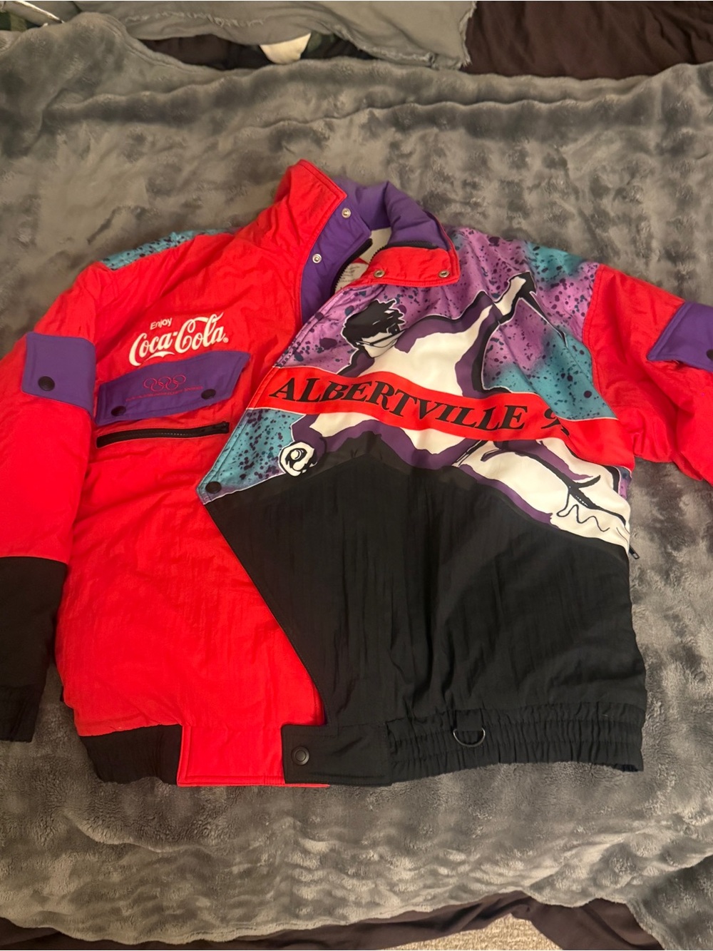 Vintage Red Coca-Cola Albertville 1992 Winter Olympics Ski Jacket